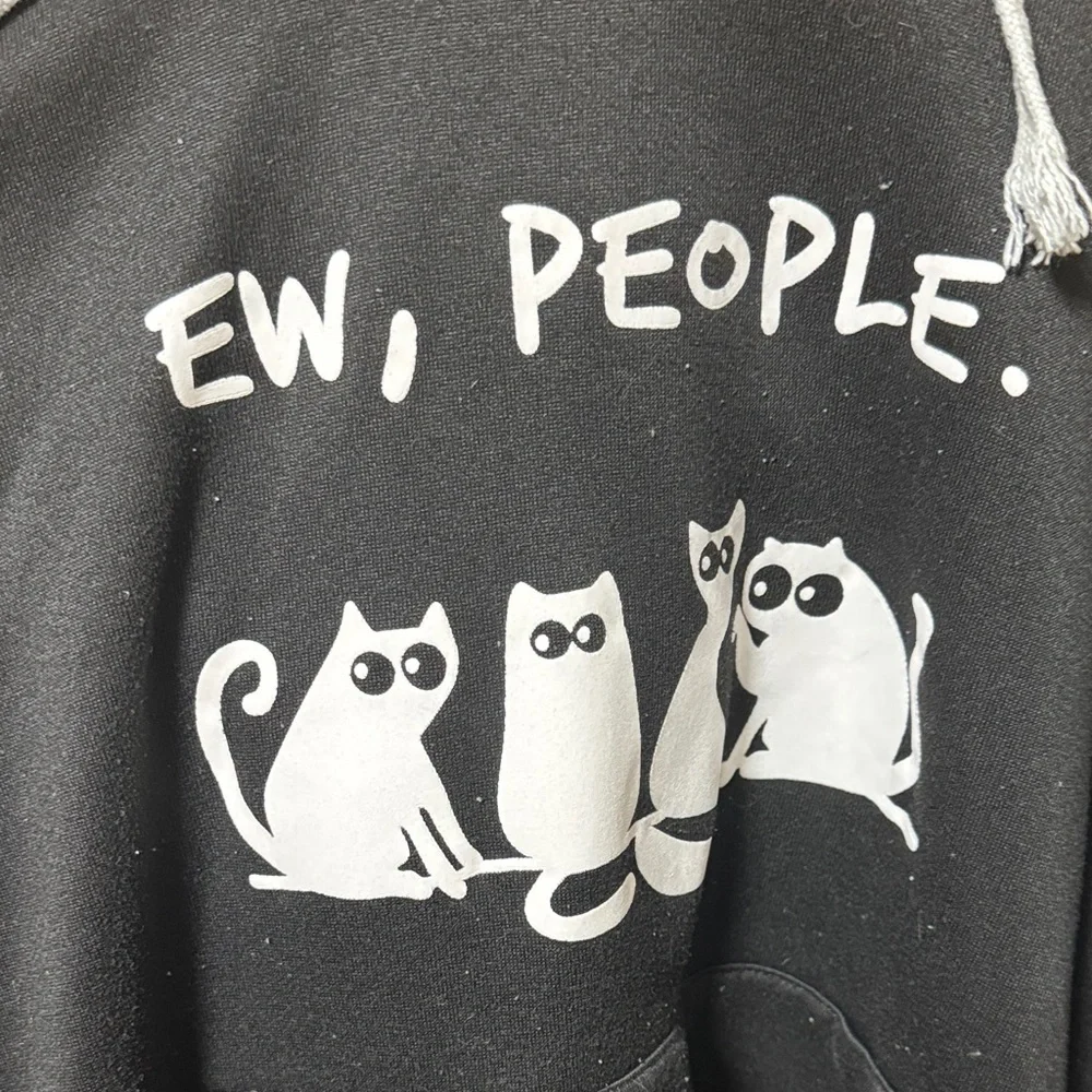 Black Hoodie With Cats On It - Picture 2 of 5
